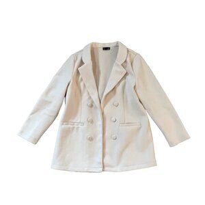 Messini Blazer Coat Jacket Cream Single Breasted Size Large L Career Office